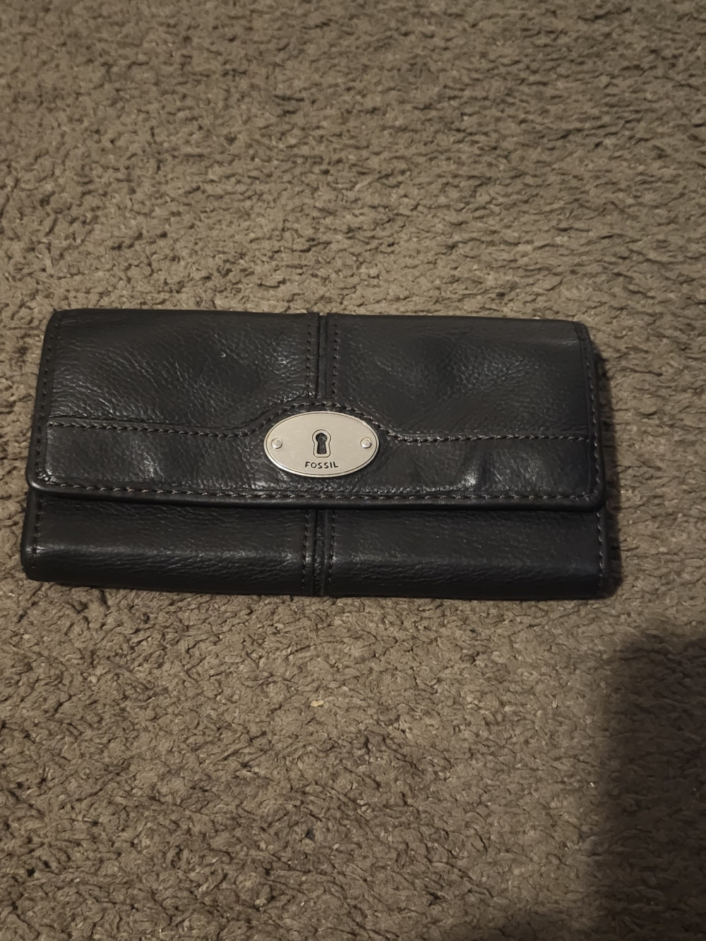Fossil Black Leather Trifold Wallet